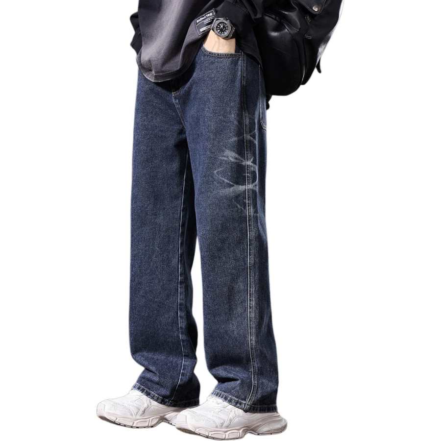 Tonlion Jeans Unisex Vintage Blue Moderate Wide Leg Pants