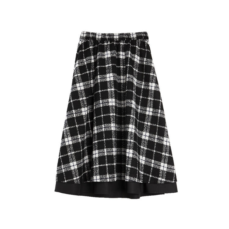 ELLE Casual Long Skirts Women's Black White Moderate