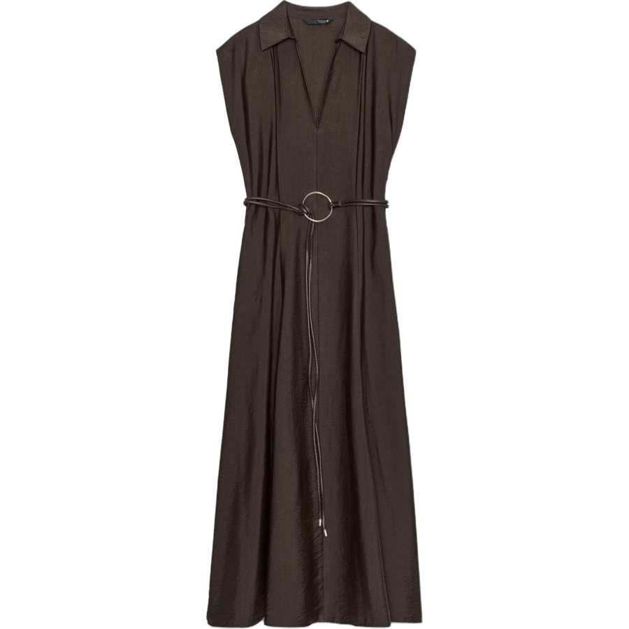 ZARA Sleeveless Dresses Women's Brown Lapel Moderate