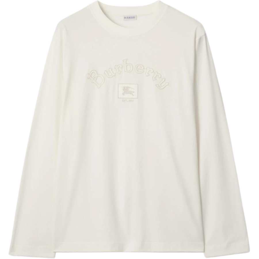 Burberry T Shirts Men's Pink Chalk White Crew Neck Moderate Straight Fit