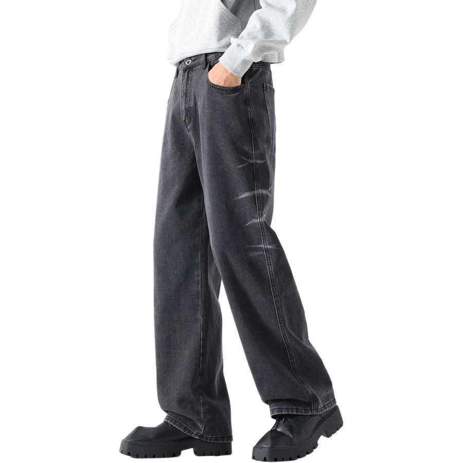 Tonlion Jeans Unisex Black Moderate Wide Leg Pants