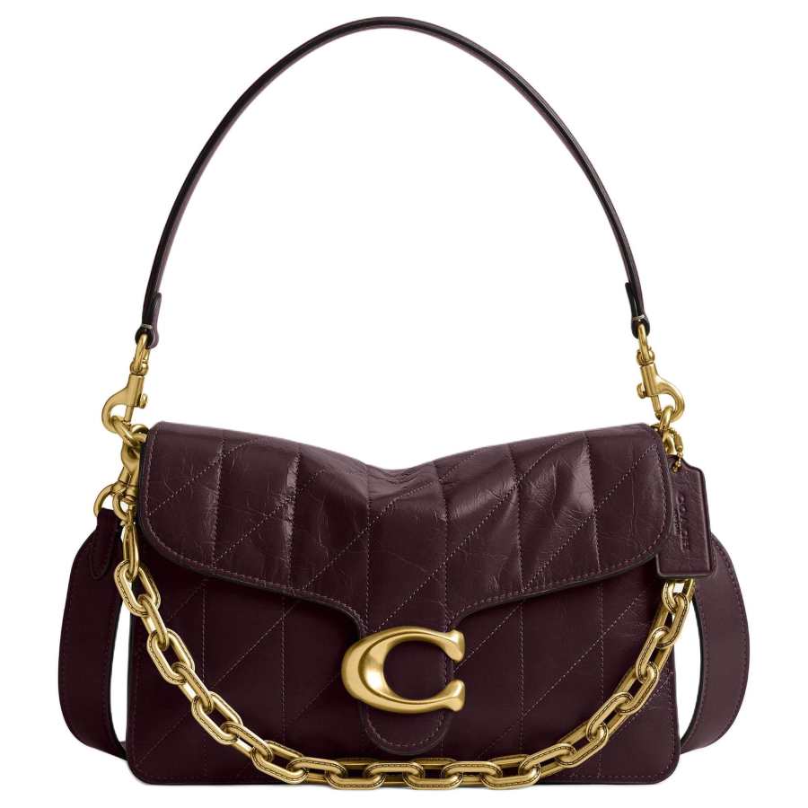 COACH ChainTabby Cow Leather Crossbody Bag, Shoulder Bag Medium Women's Red Chestnut