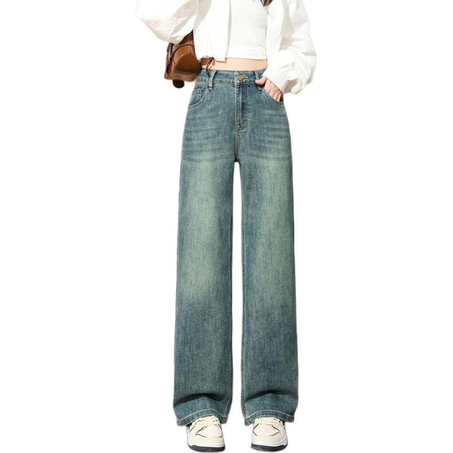 Tonlion Jeans Women's Light Green Moderate Straight Fit Pants