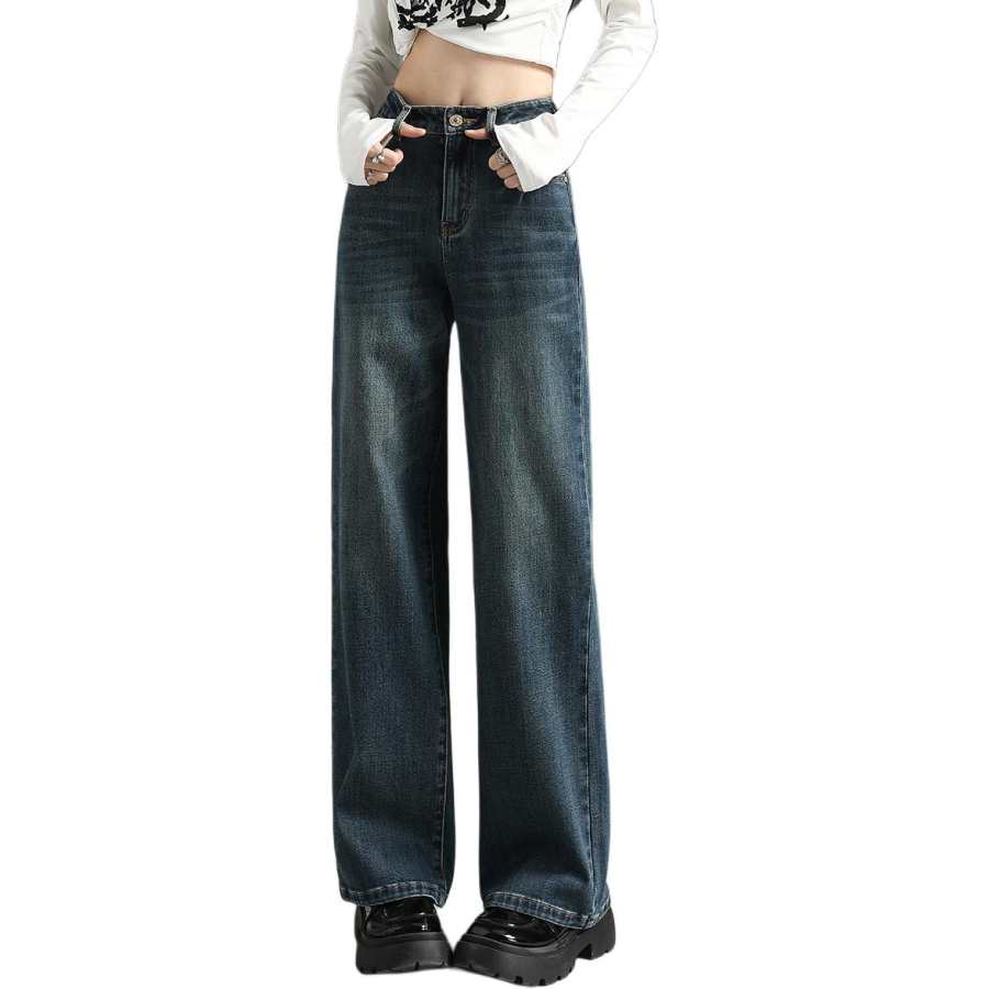 Tonlion Jeans Women's Blue Moderate Wide Leg Pants