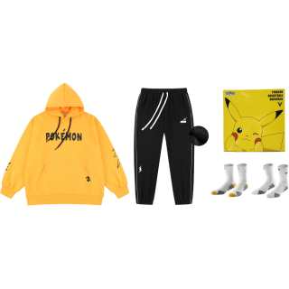 VEIDOORN X Pokémon Collaboration Pikachu American Style Loose Fit Fleece Lined Pullover Hoodie Fall Winter Elastic Cuff