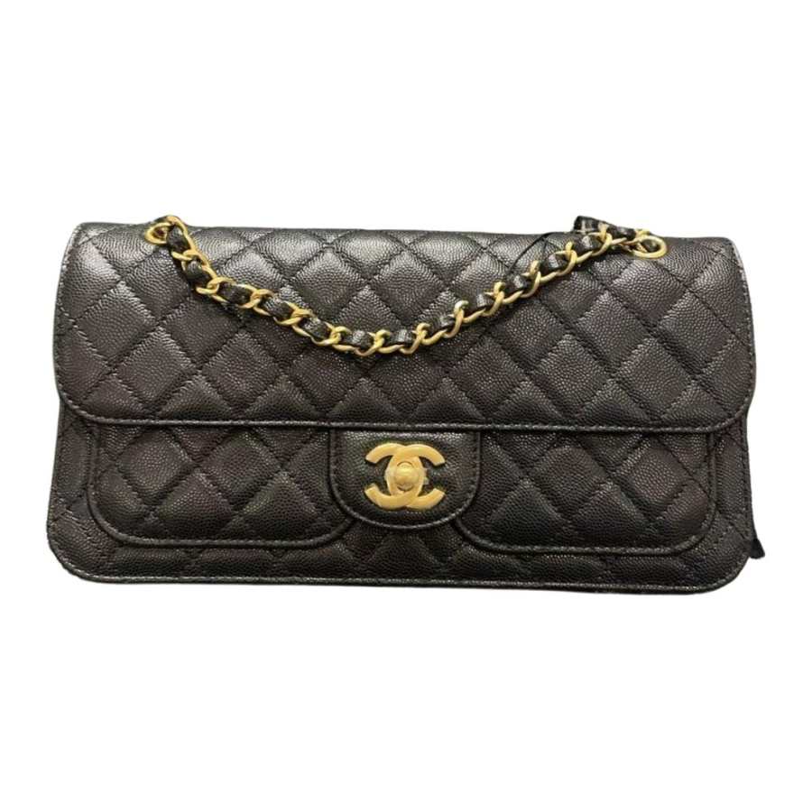 CHANEL Grain Cow Leather Crossbody Bag, Shoulder Bag Women's Black