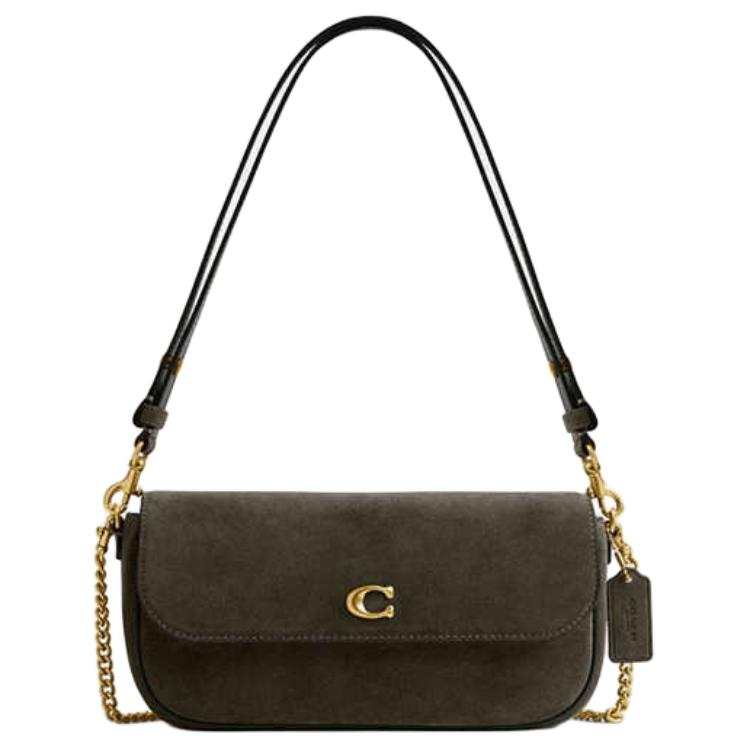 COACH COACH Cow Leather Shoulder Bag Medium Women's Olive Green