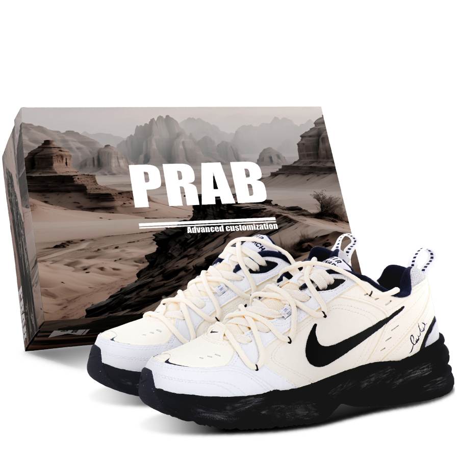 Nike Nike Air Monarch 4 Textile, Leather Slip Resistant Low top Chunky Sneakers Unisex Beige
