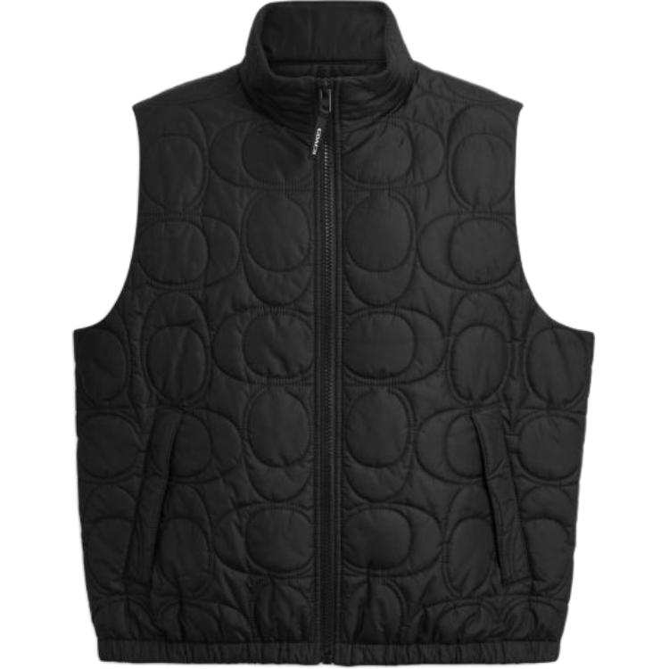 COACH COACH Puffer Jackets Men's Black Stand Collar Moderate Other