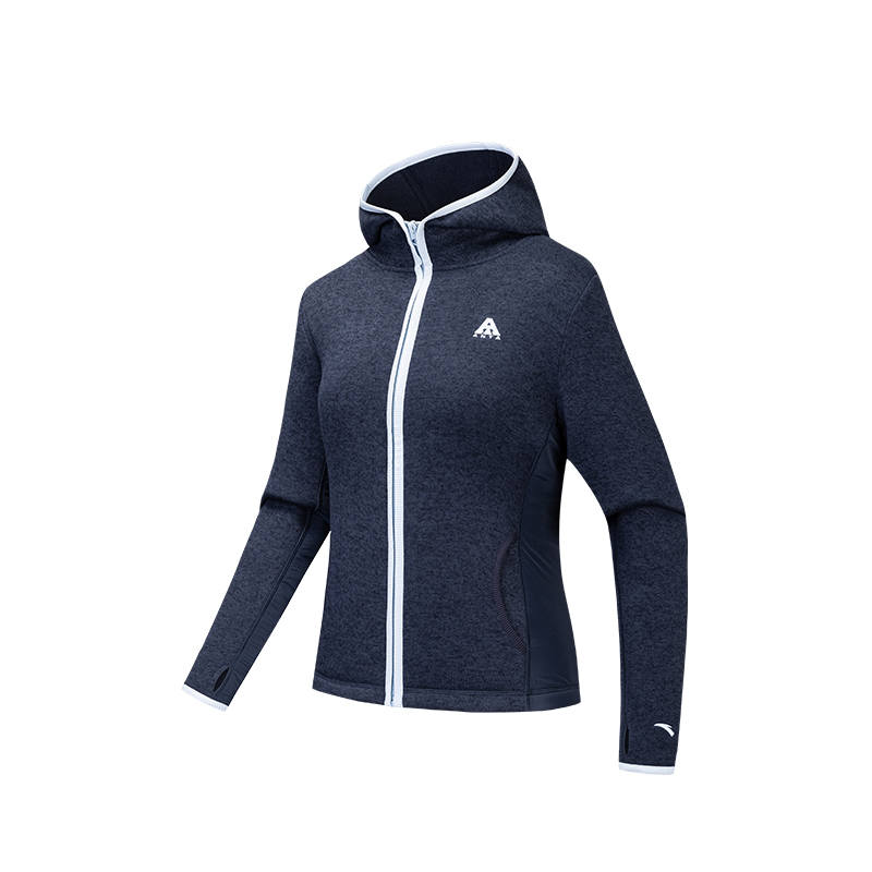 Anta Liner Coat, Thick Needle Fleece Garment Women's Midnight Blue Heather Gray