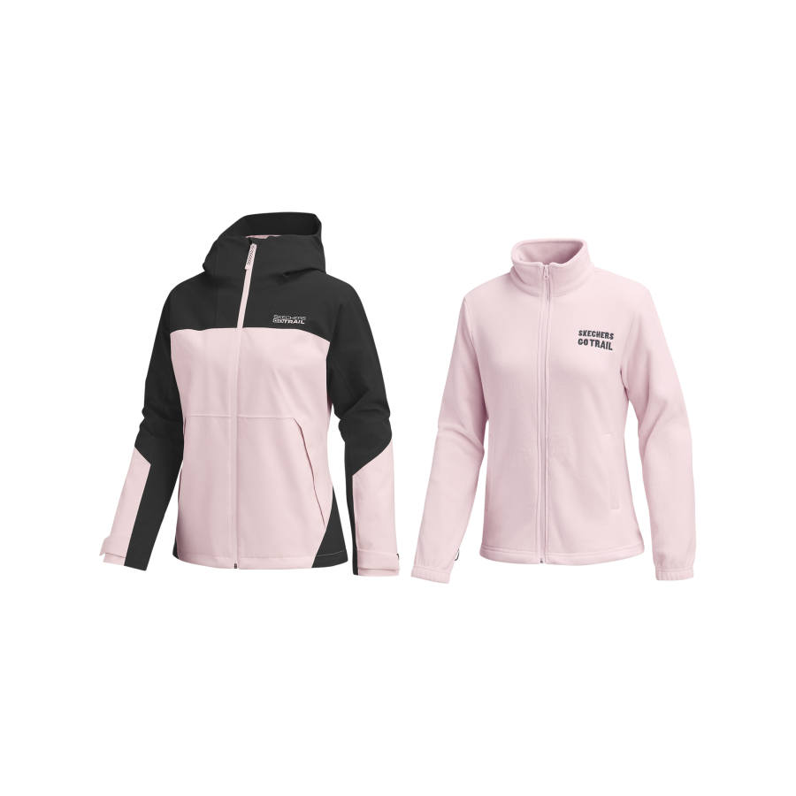 Skechers Waterproof, Windproof, Breathable, Abrasion Resistant, Thermal Windbreaker Jacket Women's Gray Pink