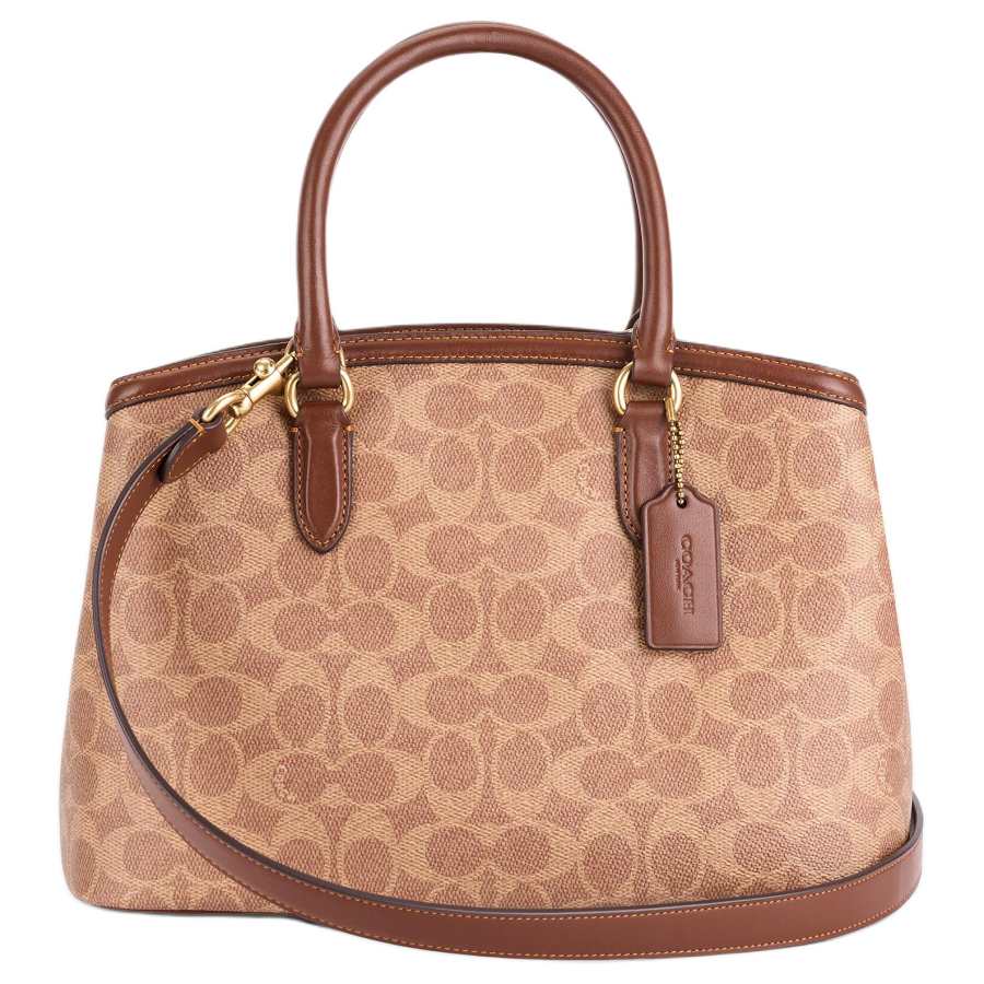 COACH Carryall Artificial Leather Handbag Large Women's Brown Yellow