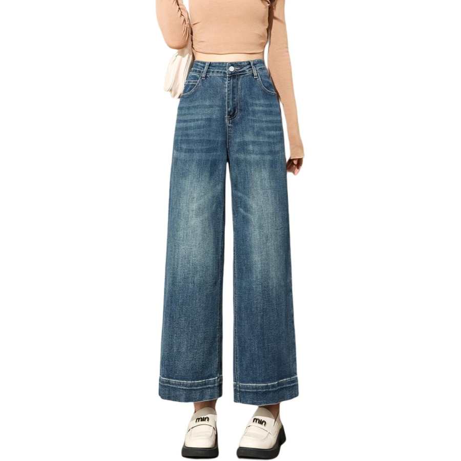 Tonlion Jeans Women's Dark Blue Moderate Wide Leg Pants