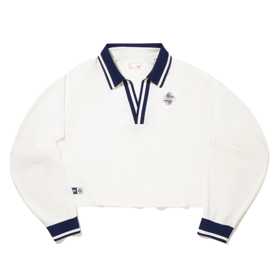 Li-Ning Li Ning Polo Shirts Women's Ivory Polo Collar Moderate Straight Fit