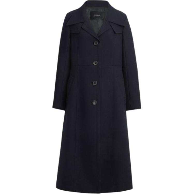 COACH Trench Coats Women's Marine Blue Lapel Moderate Other