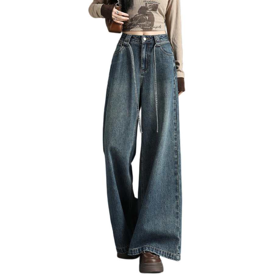 Tonlion Jeans Women's Blue Moderate Wide Leg Pants