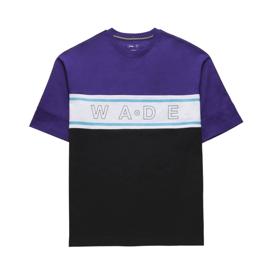 Li-Ning Li Ning T Shirts Men's Purple Crew Neck Moderate Straight Fit