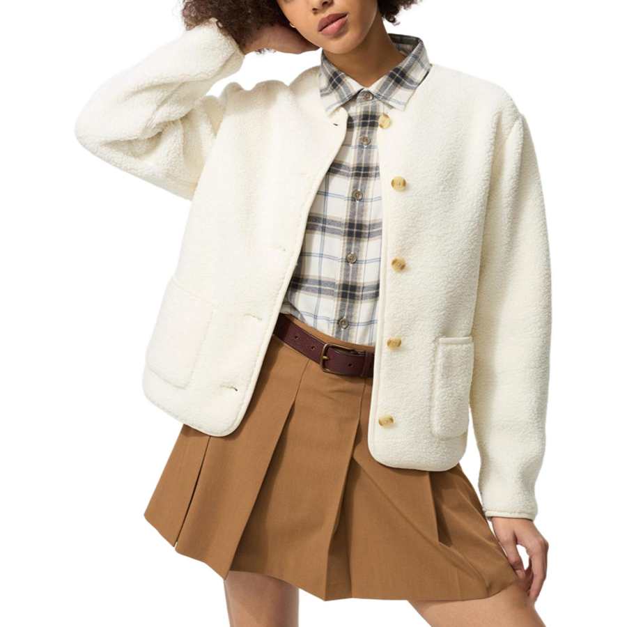 UNIQLO Knitwear Women's White Crew Neck Moderate Cardigan