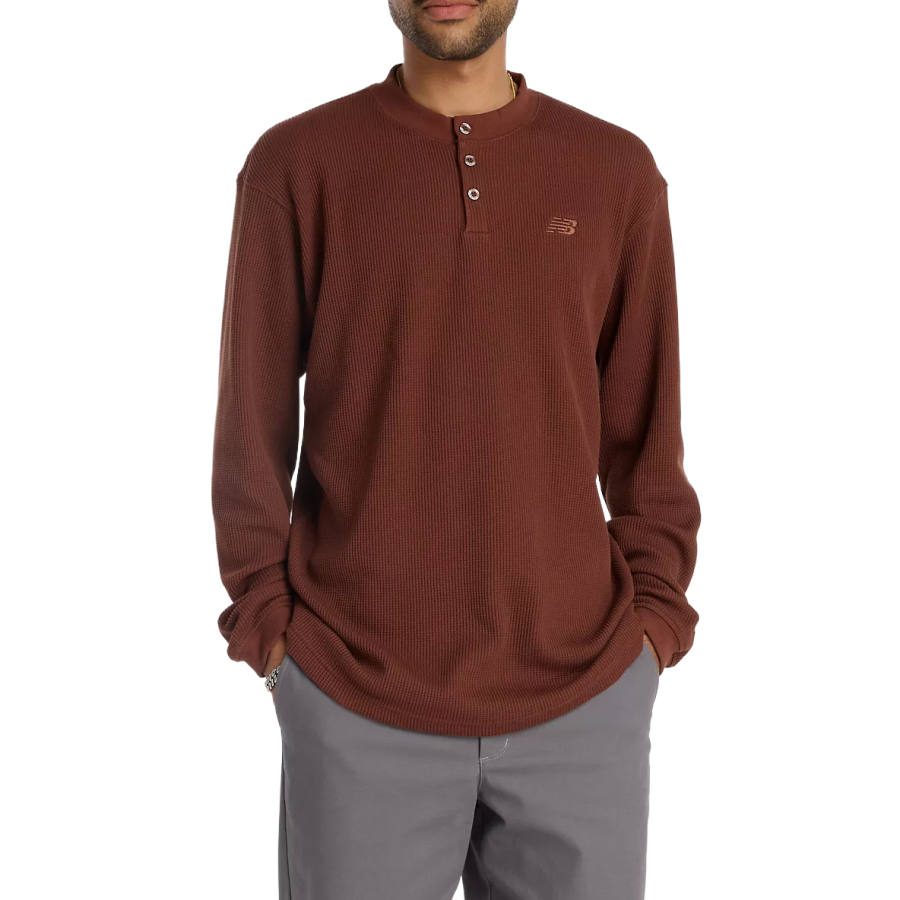 New Balance New Balance Waffle Knit Long Sleeve Henley T Shirt Men's