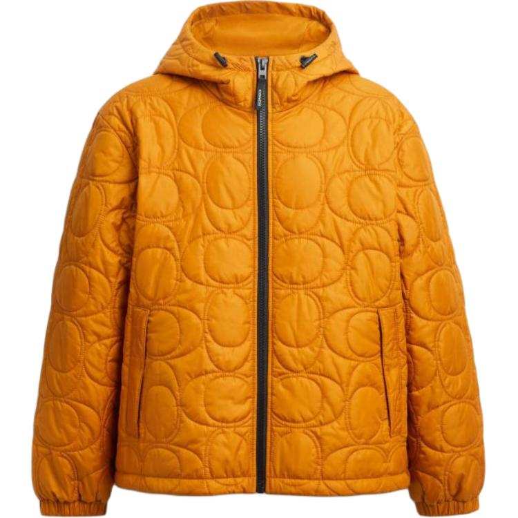 COACH COACH Puffer Jackets Men's Yellow Hooded Moderate Puffer Jacket