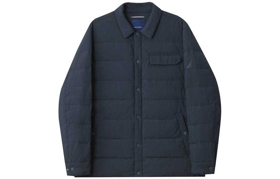 NAUTICA Down Jackets Men's Navy Blue 4NV Lapel Moderate Down Shirt Jacket