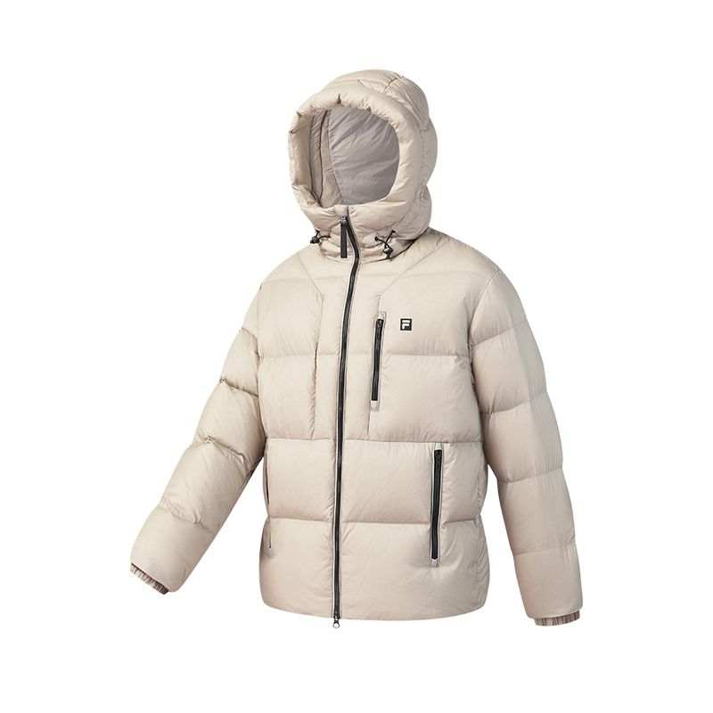 FILA Fitness Down Jackets Men's Hazy Gray Brown BG Hooded Moderate Other