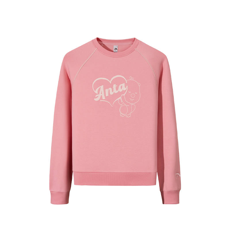 Anta Trendy Print Fleece Lined Thermal Loose Fit Comfortable Casual Sweatshirt Women's