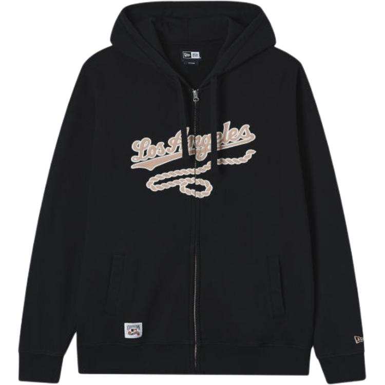New Era Sweatshirts Unisex Black Hooded Moderate Cardigan