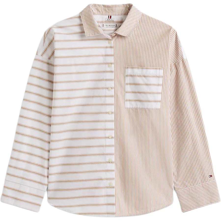 Tommy Hilfiger Shirts Women's Khaki Wide Spread Collar Moderate