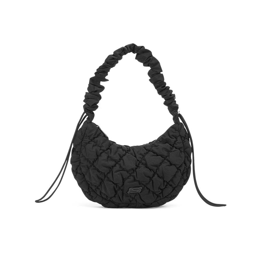Skechers Fabric Shoulder Bag, Crossbody Bag Regular Unisex Carbon Black