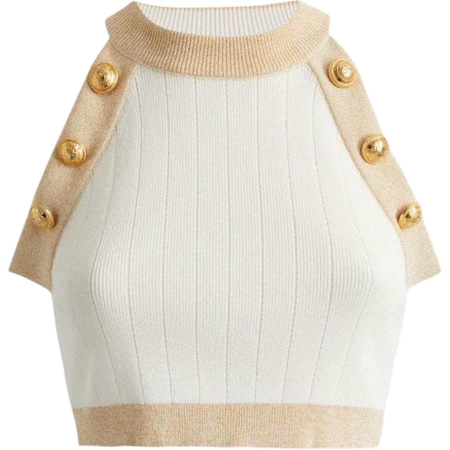 BALMAIN 【Previous Season】ribbed-knit cropped top