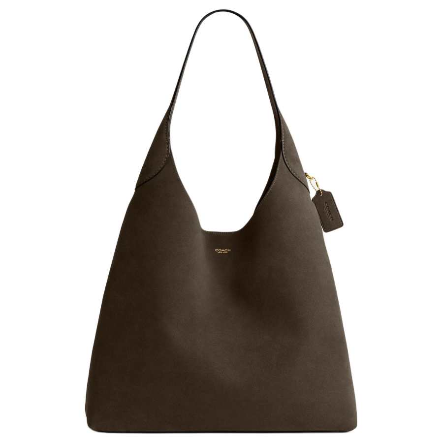 COACH Brooklyn Cow Split Leather Handbag, Shoulder Bag Large Women's Olive Green