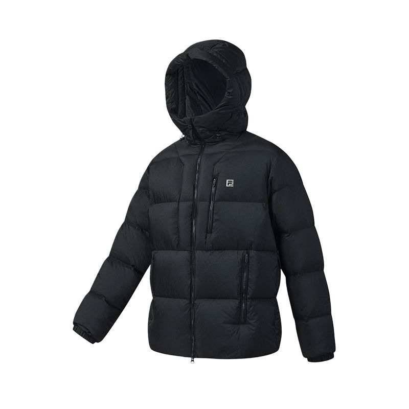 FILA Fitness Down Jackets Men's Jet Black BK Hooded Non Detachable Moderate
