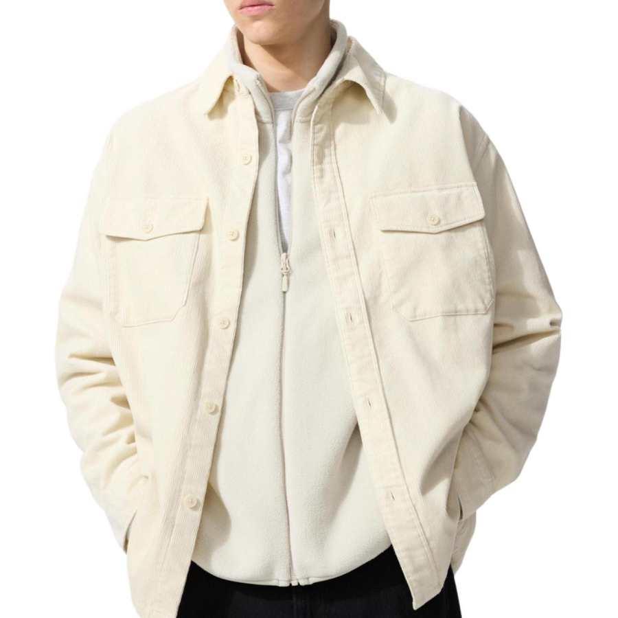 UNIQLO Shirts Unisex Ivory Lapel Moderate Workwear