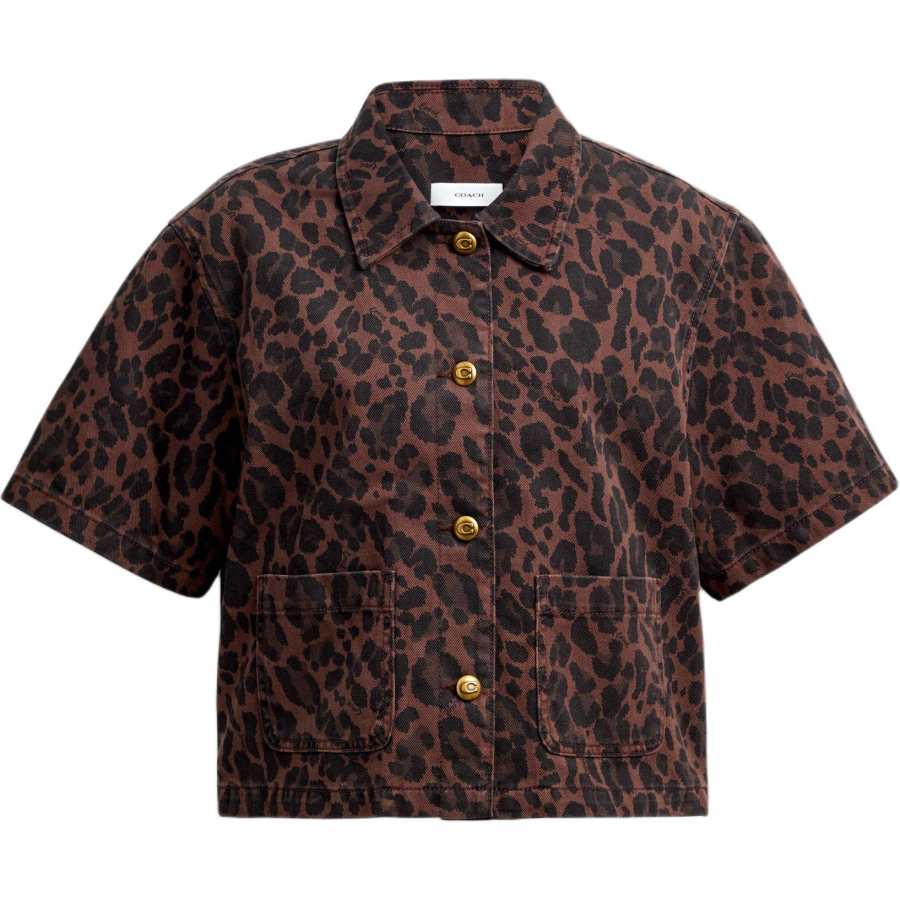 COACH Shirts Women's Brown Pointed Collar Moderate Other