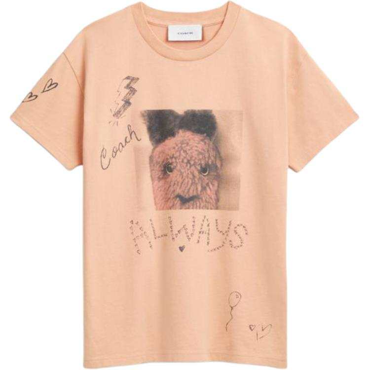 COACH T Shirts Women's Light Orange Crew Neck Moderate