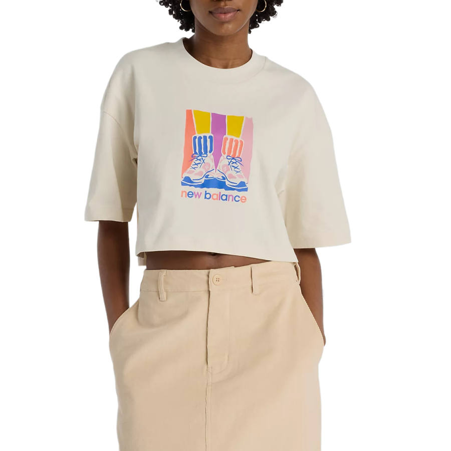New Balance New Balance T Shirts Women's Beige Crew Neck