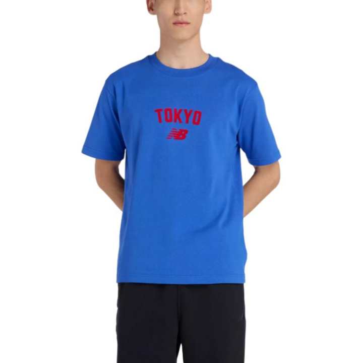 New Balance New Balance T Shirts Men's Blue Gemstone Crew Neck Moderate