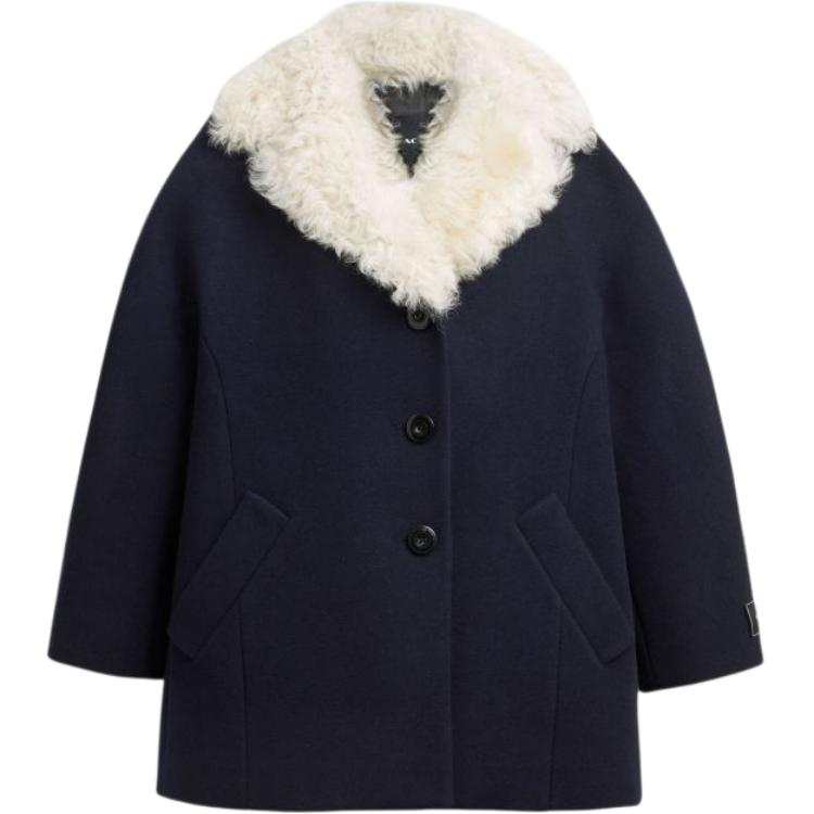 COACH Coats Women's Marine Blue Lapel Moderate Straight Fit