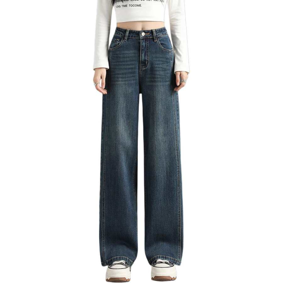 Tonlion Jeans Women's Blue Moderate Wide Leg Pants
