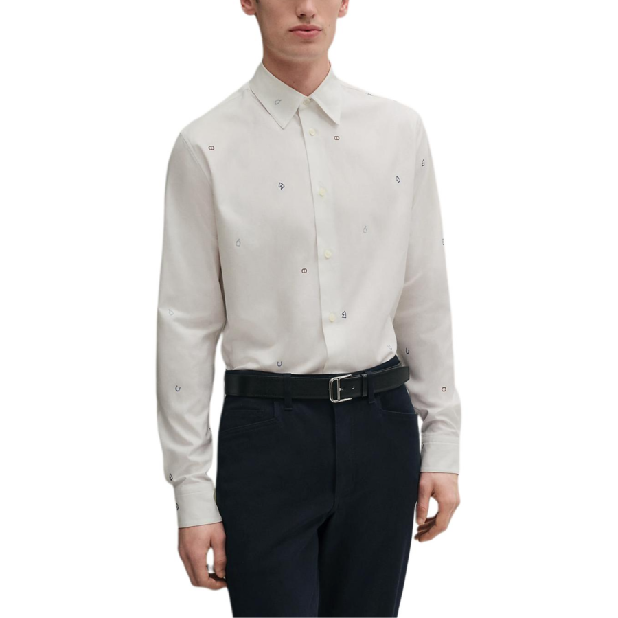 HERMES HERMES Shirts Men's White Lapel Moderate