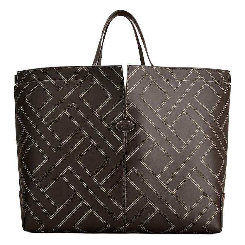 TOD'S DI Calfskin Handbag Large Men's Brown