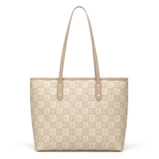 CinvaiKrose PVC One Shoulder Bag, Tote, Monogram Tote Large Women's Linen Gray/Khaki