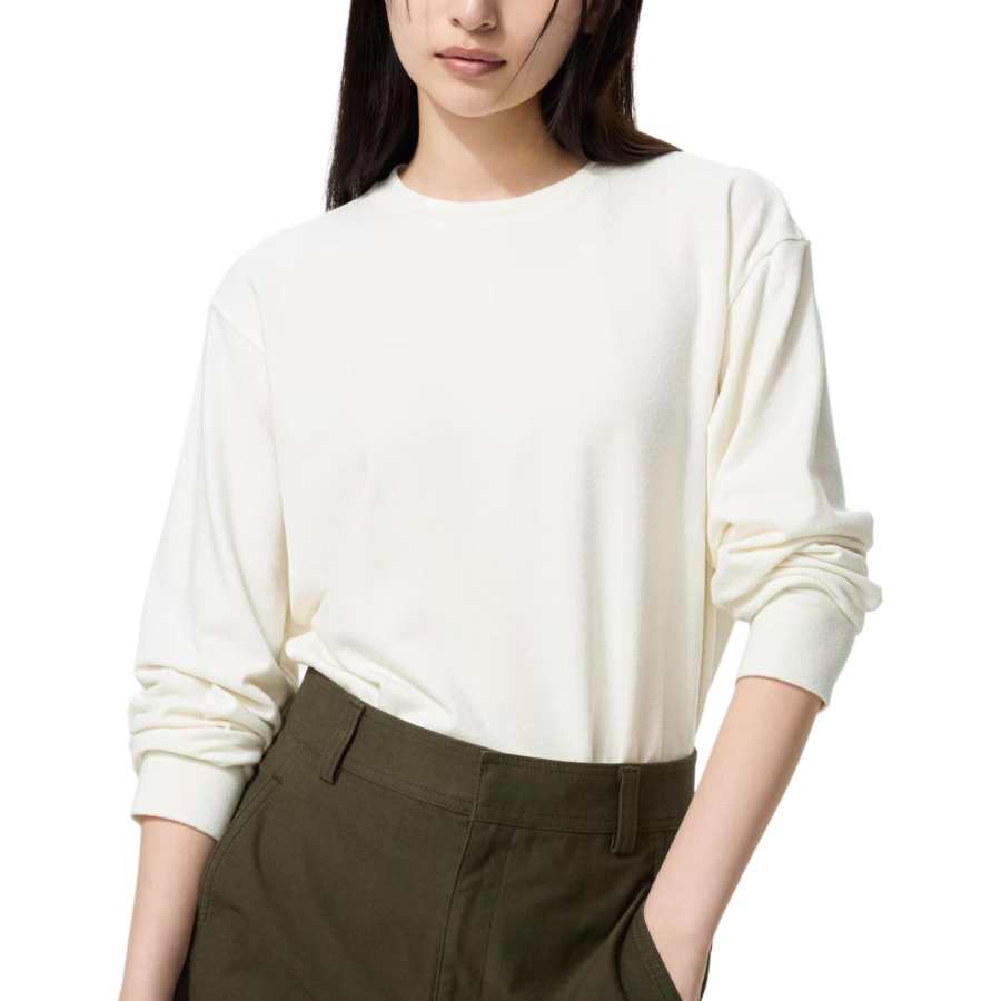 UNIQLO T Shirts Women's Ecru Crew Neck