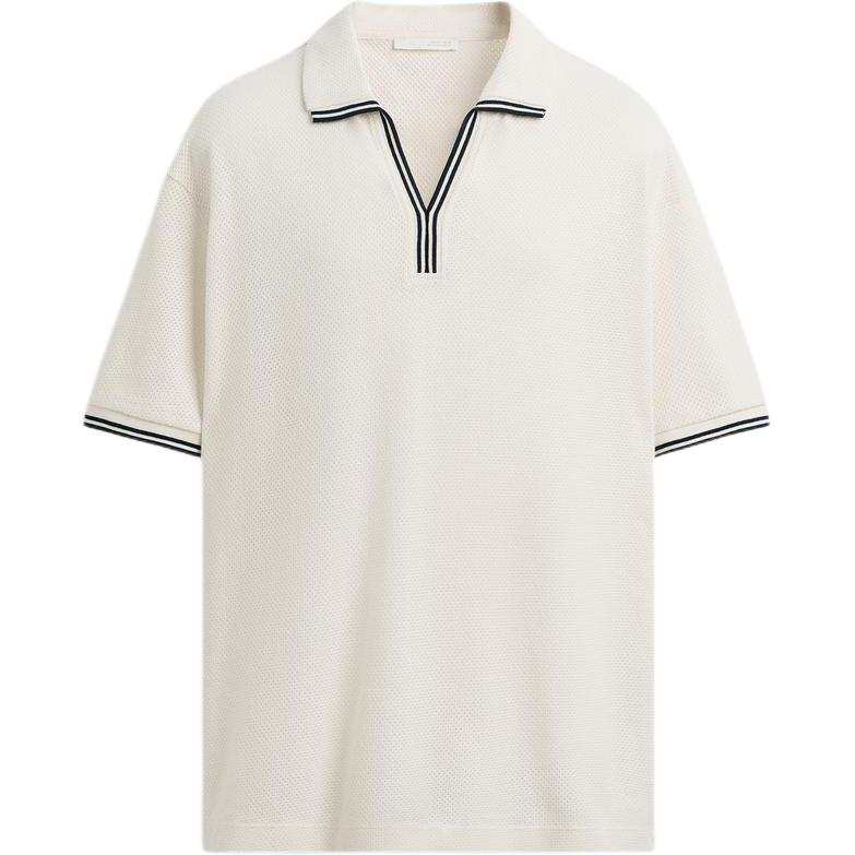 ZARA Polo Shirts Men's Frosted White Lapel Moderate Straight Fit