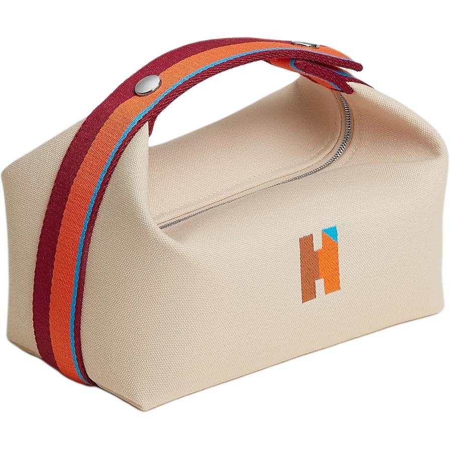 HERMES Bride a Brac Cotton Travel Storage Bag 21 Women's 01 Blanc Pure White