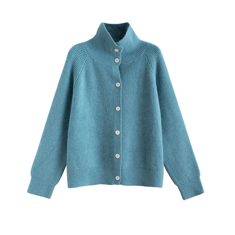 Tonlion Knitwear Women's Light Aqua Blue Turtleneck Moderate