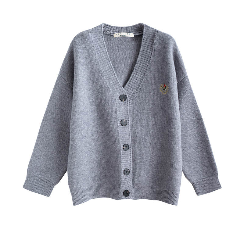 Tonlion Knitwear Women's Medium Heather Gray V Neck Moderate