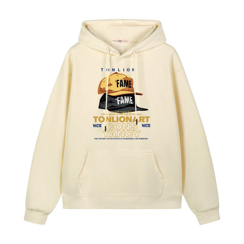 Tonlion Sweatshirts Unisex Hooded Moderate Regular