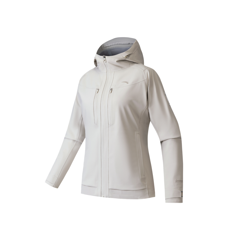 ANTA Variety Training Collection Windbreaker Jackets Women's Wheat Grain Gray Hooded Moderate